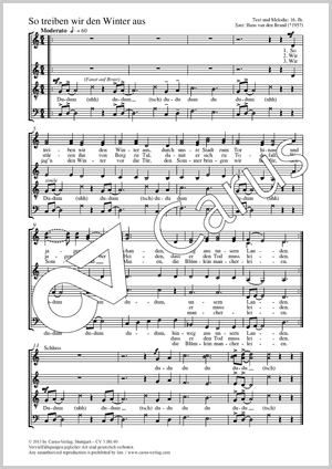So treiben wir den Winter aus Partitur, Einzelausgabe aus Chorbuch