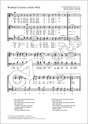Wohlauf in Gottes schöne Welt Partition, édition séparée avec recueil de musique chorale