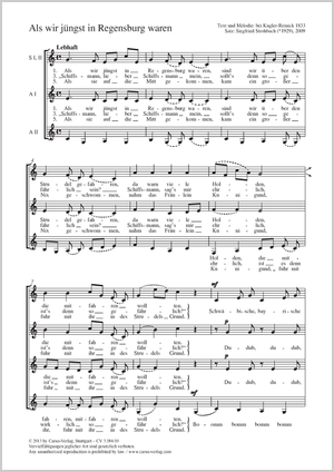 Als wir jüngst in Regensburg waren Score, separate edition from a choral collection