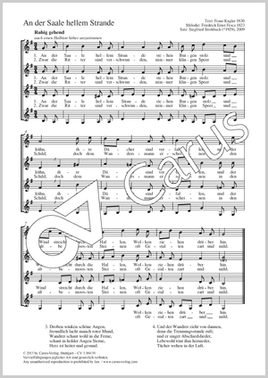 An der Saale hellem Strande Score, separate edition from a choral collection