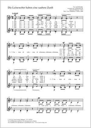 Die Leineweber haben eine saubere Zunft Score, separate edition from a choral collection