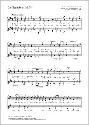 Die Gedanken sind frei Partition, édition séparée avec recueil de musique chorale