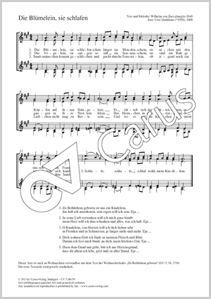 Die Blümelein, sie schlafen Partitur, Einzelausgabe aus Chorbuch
