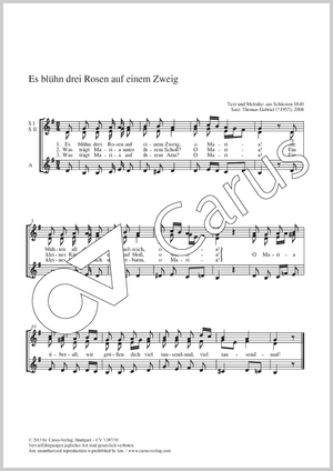 Thomas Gabriel: Es blühn drei Rosen auf einem Zweig - Noten | Carus-Verlag