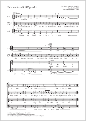 Es kommt ein Schiff geladen Partition, édition séparée avec recueil de musique chorale