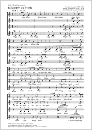 Es klappert die Mühle Partitur, Einzelausgabe aus Chorbuch