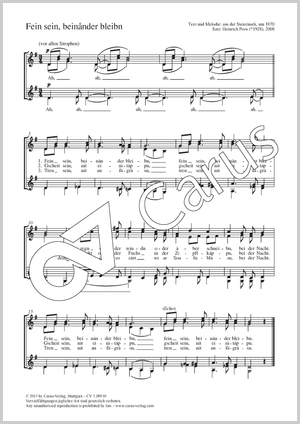 Fein sein, beinander bleibn Score, separate edition from a choral collection