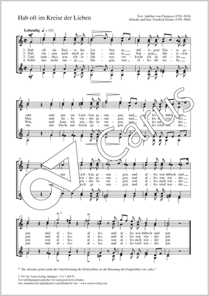 Hab oft im Kreise der Lieben Score, separate edition from a choral collection
