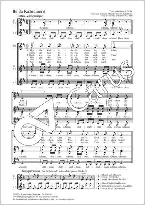 Heißa Kathreinerle Partitur, Einzelausgabe aus Chorbuch
