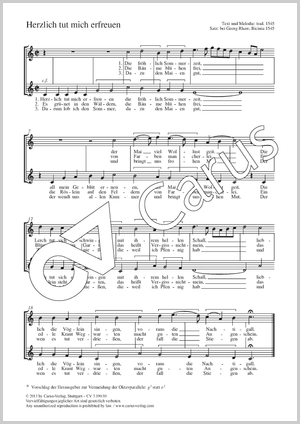 Herzlich tut mich erfreuen Score, separate edition from a choral collection