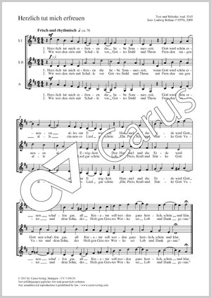 Herzlich tut mich erfreuen Score, separate edition from a choral collection