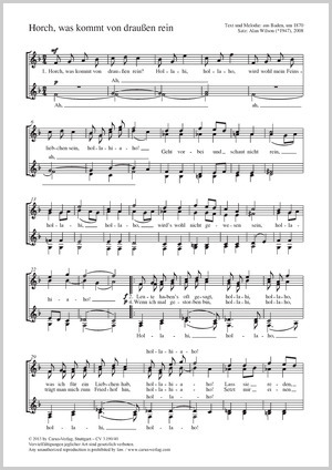 Horch, was kommt von draußen rein Partition, édition séparée avec recueil de musique chorale