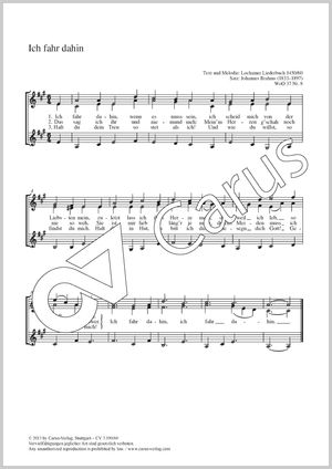 Johannes Brahms: Ich fahr dahin - Noten | Carus-Verlag