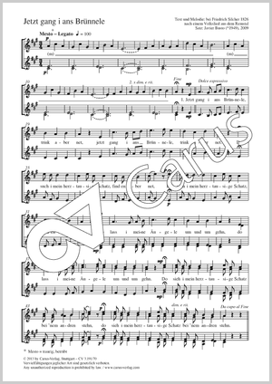 Jetzt gang i ans Brünnele Score, separate edition from a choral collection