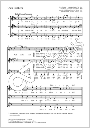 O du fröhliche Partitur, Einzelausgabe aus Chorbuch
