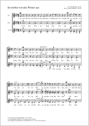 So treiben wir den Winter aus Partitur, Einzelausgabe aus Chorbuch