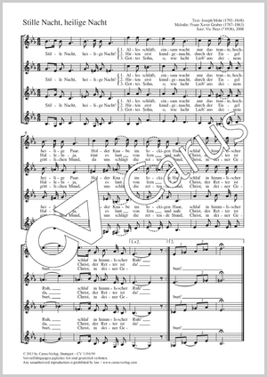 Stille Nacht, heilige Nacht Score, separate edition from a choral collection