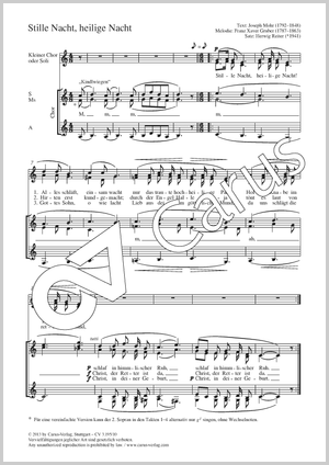 Stille Nacht, heilige Nacht Partitur, Einzelausgabe aus Chorbuch