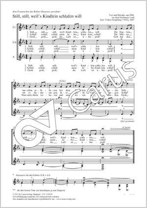 Still, still, weil's Kindlein schlafen will Partition, édition séparée avec recueil de musique chorale
