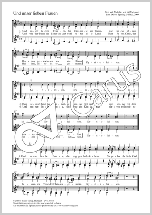 Und unser lieben Frauen Partition, édition séparée avec recueil de musique chorale