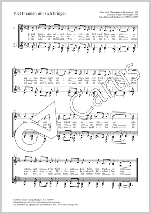 Viel Freuden mit sich bringet Partitur, Einzelausgabe aus Chorbuch
