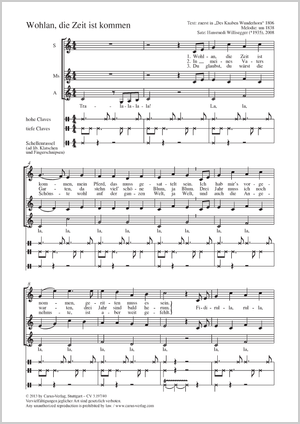 Wohlan, die Zeit ist kommen Score, separate edition from a choral collection