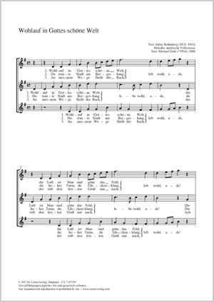 Wohlauf in Gottes schöne Welt Partition, édition séparée avec recueil de musique chorale