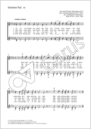 Johannes Brahms: Schnitter Tod - Noten | Carus-Verlag