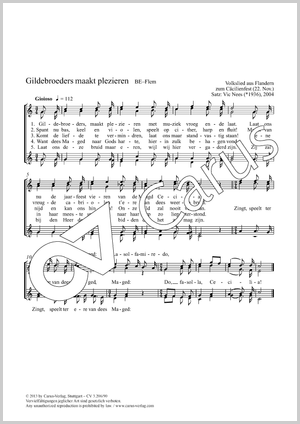 Gildebroeders maakt plezieren Score, separate edition from a choral collection, C major, In dieser Ausgabe / in this edition: Coro SSAA