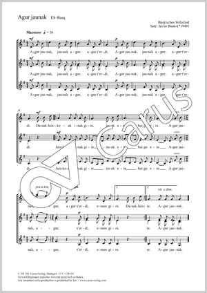 Agur jaunak Partitur, Einzelausgabe aus Chorbuch, G-Dur, In dieser Ausgabe / in this edition: Coro SSAA