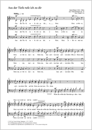 Aus der Tiefe rufe ich zu dir aus: Fünf Motetten Partitur, Einzelausgabe aus Chorbuch