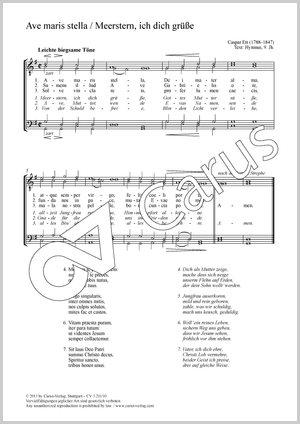 Ave maris stella (Meerstern, ich dich grüße) Partitur, Einzelausgabe aus Chorbuch