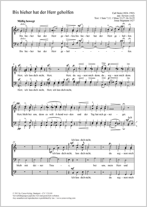 Bis hieher hat der Herr geholfen aus: Sursum corda Partitur, Einzelausgabe aus Chorbuch