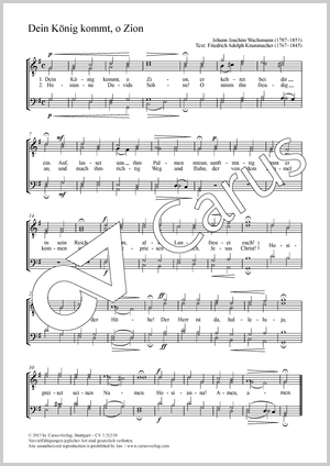 Dein König kommt, o Zion Partitur, Einzelausgabe aus Chorbuch