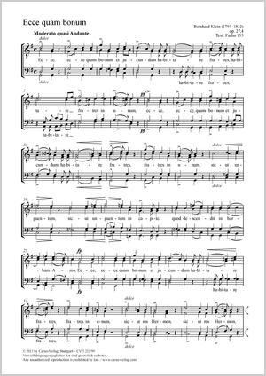 Ecce quam bonum Partitur, Einzelausgabe aus Chorbuch