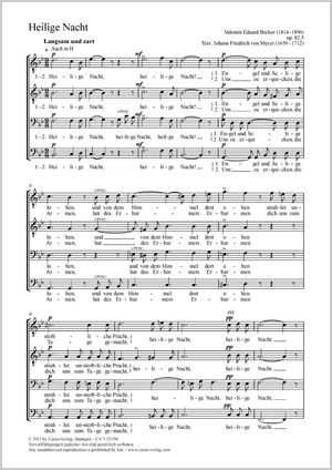Heilige Nacht Partitur, Einzelausgabe aus Chorbuch