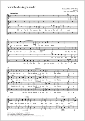 Ich hebe die Augen zu dir Score, separate edition from a choral collection