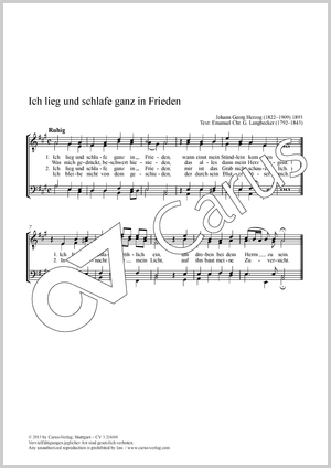 Johann Georg Herzog: Ich lieg und schlafe ganz in Frieden - Noten | Carus-Verlag