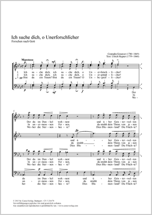 Ich suche dich, o Unerforschlicher Forschen nach Gott Score, separate edition from a choral collection