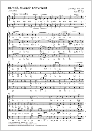 Ich weiß, dass mein Erlöser lebet Osterkantate Partition, édition séparée avec recueil de musique chorale