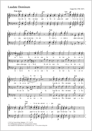 Kaspar Ett: Laudate Dominum (Lobe den Herrn, denn er ist gütig) - Noten | Carus-Verlag