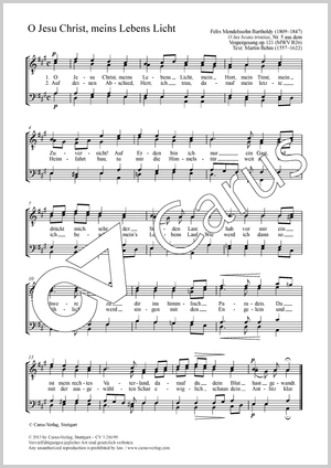 O Jesu Christ, meins Lebens Licht O lux beata trinitas. Aus: Vespergesang Score, separate edition from a choral collection
