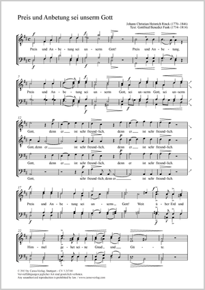 Preis und Anbetung sein unserem Gott Partitur, Einzelausgabe aus Chorbuch