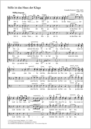 Stille ist das Haus der Klage Score, separate edition from a choral collection
