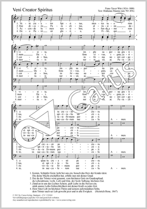 Veni Creator Spiritus (Komm, Schöpfer Geist) Partitur, Einzelausgabe aus Chorbuch