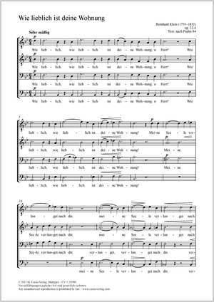 Wie lieblich ist deine Wohnung Partition, édition séparée avec recueil de musique chorale