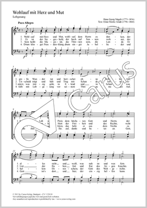 Wohlauf mit Herz und Mut Lobgesang Partition, édition séparée avec recueil de musique chorale