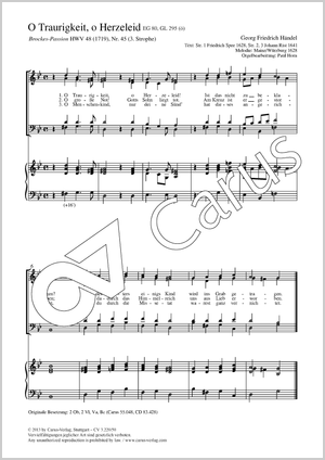 Georg Friedrich Händel / Paul Horn (arr.): O Traurigkeit, o Herzeleid - Noten | Carus-Verlag