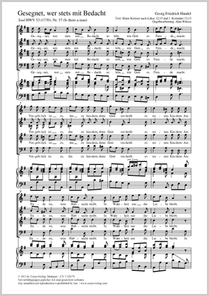 Gesegnet, wer stet mit Bedacht Is there a man aus: Saul Score, separate edition from a choral collection