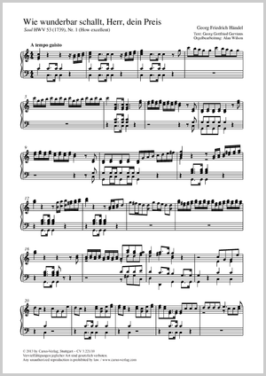 Wie wunderbar schallt, Herr, dein Preis How excellent aus: Saul Partition, édition séparée avec recueil de musique chorale